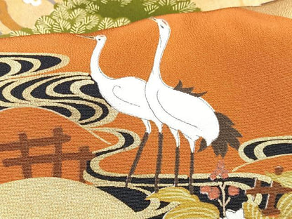 平和屋着物■豪華黒留袖　御所車松竹梅花文　金彩　正絹　逸品　CABH4245xe