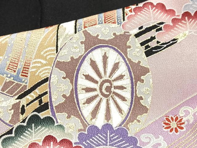 平和屋着物■豪華黒留袖　御所車立波花文　金彩　正絹　逸品　CABH4246xe