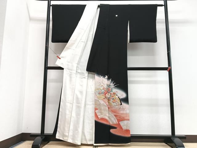 平和屋着物■豪華黒留袖　作家物　地紙花車文　暈し染め　金銀彩　正絹　逸品　CABH4249xe
