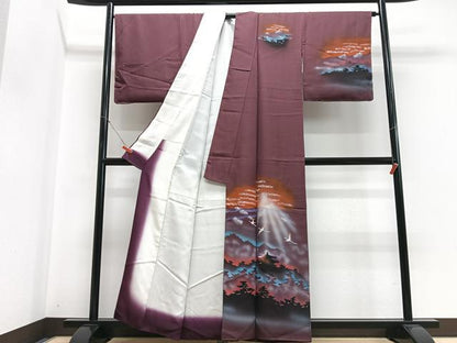 平和屋着物■訪問着　風景文　シルエット　暈し染め　正絹　逸品　CABH4253xe