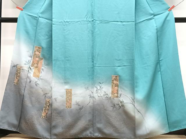 平和屋着物■訪問着　刺繍　短冊芝草花文　暈し染め　金彩　正絹　逸品　CABH4257xe
