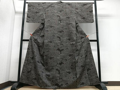 平和屋着物■本場大島紬　草花文　証紙付き　正絹　逸品　CABH4260xe