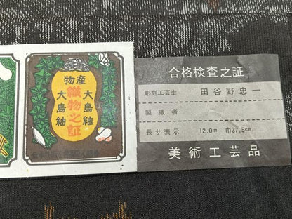 平和屋着物■本場大島紬　草花文　証紙付き　正絹　逸品　CABH4260xe