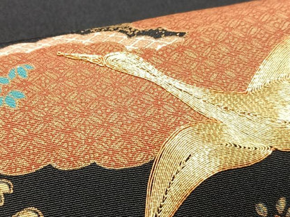 平和屋着物■豪華黒留袖　駒刺繍　飛鶴松文　鉾　金彩　正絹　逸品　CABH4264xe