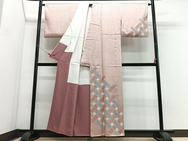 平和屋着物■訪問着　絞り　網代文　正絹　逸品　CABH4269xe