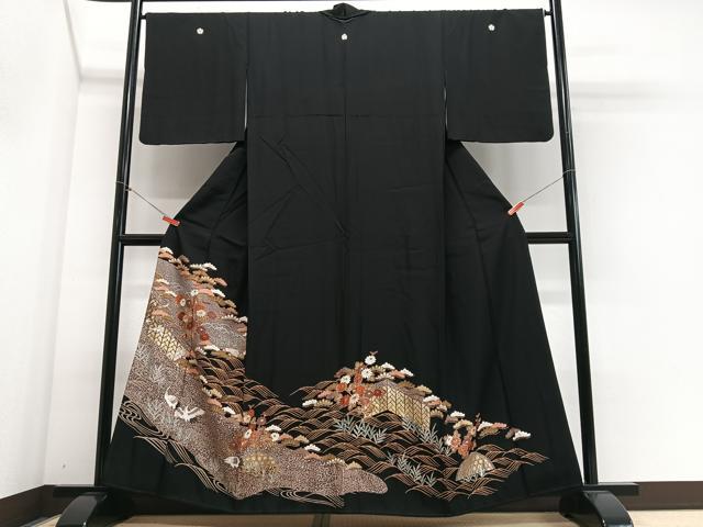 平和屋着物■豪華黒留袖　立波花鳥文　金彩　正絹　逸品　CABH4271xe