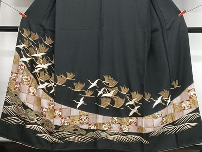 平和屋着物■豪華黒留袖　飛鶴浜松文　金彩　正絹　逸品　CABH4272xe