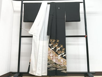 平和屋着物■豪華黒留袖　飛鶴浜松文　金彩　正絹　逸品　CABH4272xe