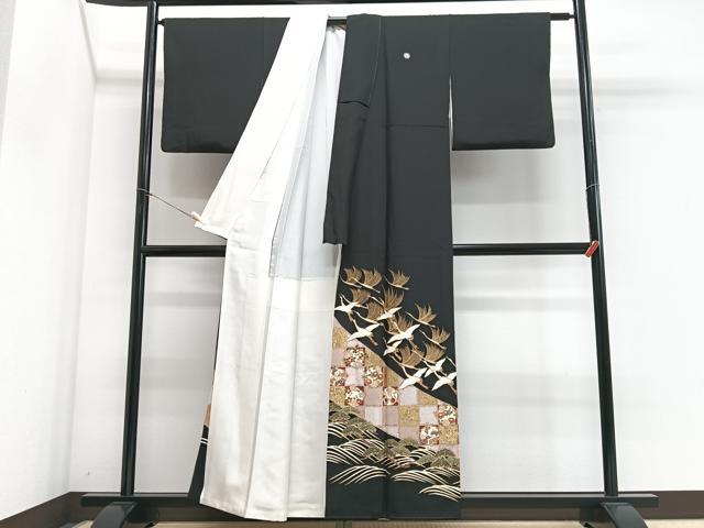 平和屋着物■豪華黒留袖　飛鶴浜松文　金彩　正絹　逸品　CABH4272xe
