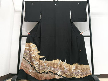 平和屋着物■豪華黒留袖　作家物　飛鶴浜松文　金彩　正絹　逸品　CABH4277xe