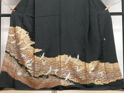 平和屋着物■豪華黒留袖　作家物　飛鶴浜松文　金彩　正絹　逸品　CABH4277xe