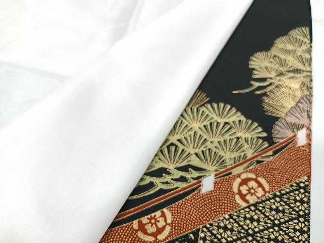 平和屋着物■豪華黒留袖　扇面雪輪花文　金彩　正絹　逸品　CABH4278xe