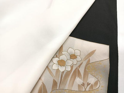 平和屋着物■豪華黒留袖　駒刺繍　色紙花文　金銀彩　正絹　逸品　CABH4279xe