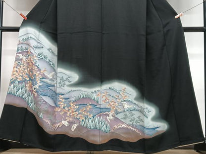 平和屋着物■豪華黒留袖　風景文　暈し染め　金彩　正絹　逸品　CABH4289xe