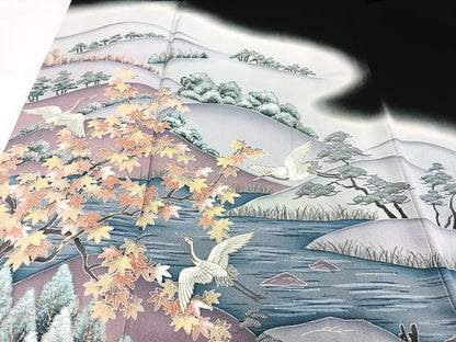 平和屋着物■豪華黒留袖　風景文　暈し染め　金彩　正絹　逸品　CABH4289xe