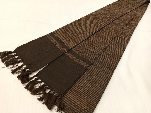 平和屋着物●男性　角帯　紬地　横縞　正絹　逸品　CABH4418vp