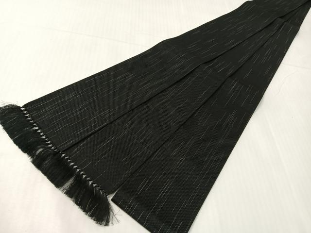 平和屋着物●男性　本場筑前博多織　角帯　雨縞　黒地　正絹　逸品　CABH4427vp