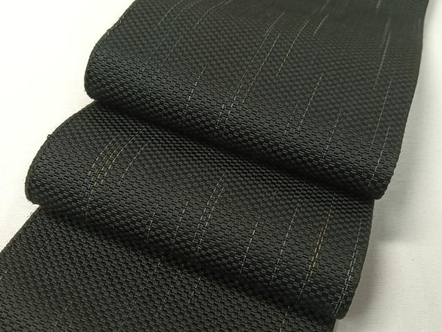 平和屋着物●男性　本場筑前博多織　角帯　雨縞　黒地　正絹　逸品　CABH4427vp