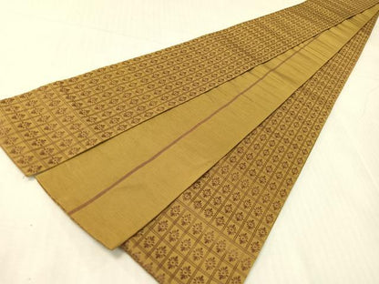 平和屋着物●男性　本場筑前博多織　角帯　格子花文　正絹　逸品　CABH4433vp