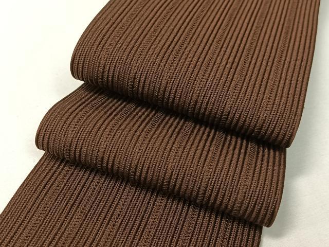 平和屋着物●男性　本場筑前博多織　角帯　縞　茶褐色　正絹　逸品　CABH4435vp
