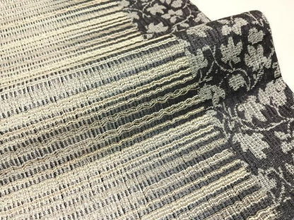 平和屋着物▽両面　六通柄袋帯　スリーシーズン　春夏秋　櫛織　本泥染　草花間道　金銀糸　反端付き　正絹　逸品　CABH4440vp