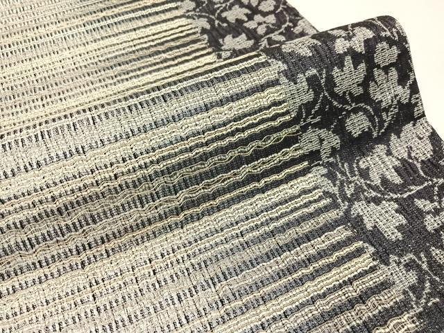平和屋着物▽両面　六通柄袋帯　スリーシーズン　春夏秋　櫛織　本泥染　草花間道　金銀糸　反端付き　正絹　逸品　CABH4440vp