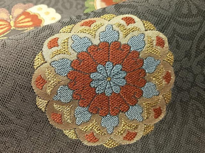 平和屋着物▽西陣　六通柄袋帯　スリーシーズン　春夏秋　正倉院花蝶文　金銀糸　証紙付き　正絹　逸品　CABH4457vp
