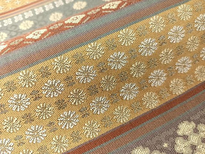平和屋着物●全通柄袋帯　紹巴　横段吉祥花文　正絹　逸品　CABH4461vp