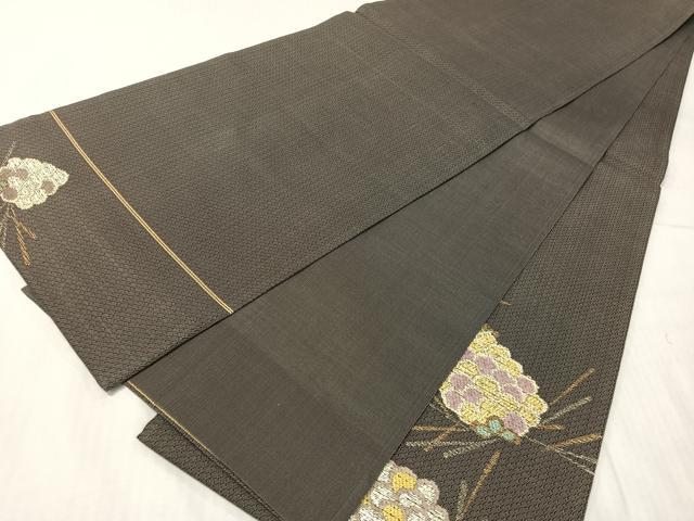 平和屋着物▽太鼓柄袋帯　スリーシーズン　春夏秋　モール　松ぼっくり　金銀糸　正絹　逸品　CABH4464vp