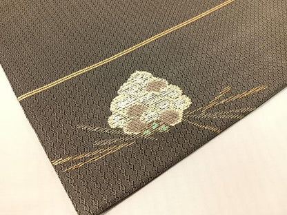 平和屋着物▽太鼓柄袋帯　スリーシーズン　春夏秋　モール　松ぼっくり　金銀糸　正絹　逸品　CABH4464vp