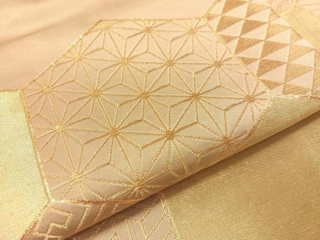 平和屋着物●龍村美術織物　たつむら　九寸名古屋帯　寄せ亀甲　金糸　正絹　逸品　CABH4471vp