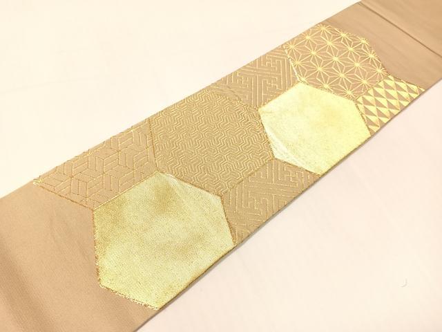 平和屋着物●龍村美術織物　たつむら　九寸名古屋帯　寄せ亀甲　金糸　正絹　逸品　CABH4471vp