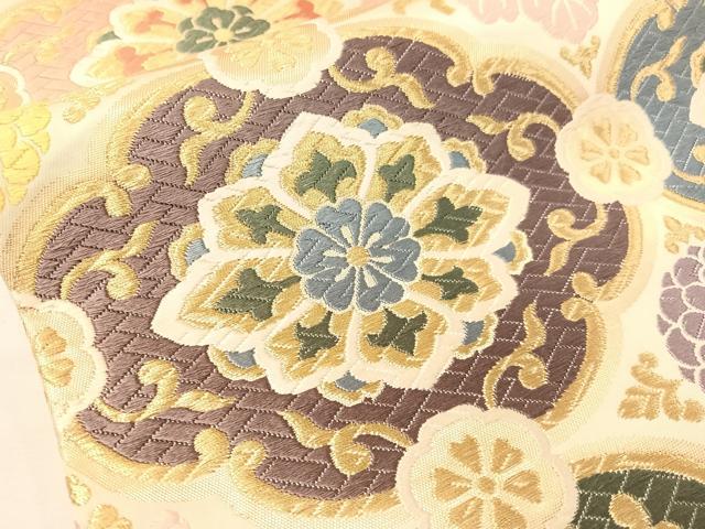 平和屋着物●六通柄袋帯　唐織　錦綾富貴文　金銀糸　正絹　逸品　CABH4474vp