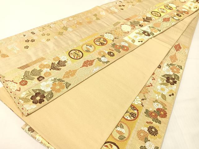 平和屋着物●六通柄袋帯　唐織　三寶　花蝶吉祥間道　金糸　正絹　逸品　CABH4475vp