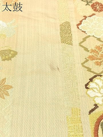 平和屋着物●六通柄袋帯　唐織　三寶　花蝶吉祥間道　金糸　正絹　逸品　CABH4475vp