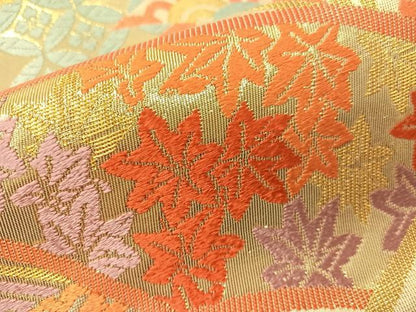 平和屋着物●西陣　川島織物　六通柄　本袋帯　唐織　吉祥花文　金糸　正絹　逸品　CABH4476vp