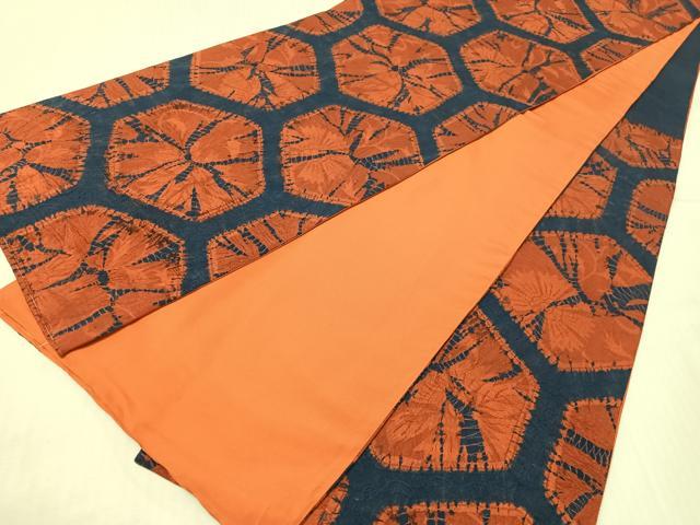 平和屋着物●六通柄袋帯　蜘蛛絞り　吉祥花文　正絹　逸品　CABH4479vp
