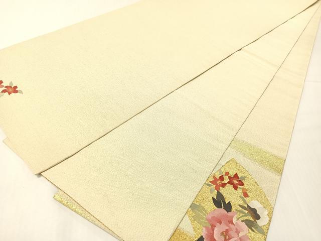 平和屋着物●爪掻き本綴れ　太鼓柄袋帯　地紙花文　金銀糸　正絹　逸品　未使用　CABH4480vp