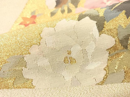 平和屋着物●爪掻き本綴れ　太鼓柄袋帯　地紙花文　金銀糸　正絹　逸品　未使用　CABH4480vp