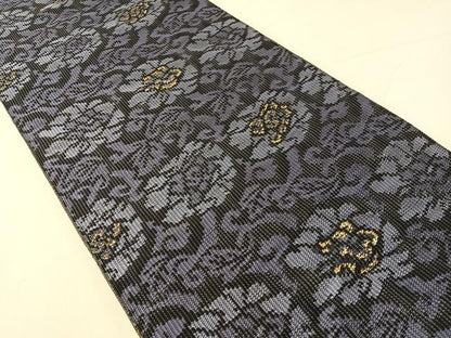 平和屋着物●両面　全通柄袋帯　更紗唐草文　金糸　正絹　逸品　未使用　CABH4483vp