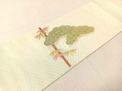平和屋着物●九寸名古屋帯　唐織　色紙吉祥文　金銀糸　正絹　逸品　CABH4488vp