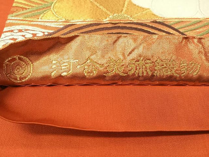 平和屋着物●西陣　河合美術織物謹製　六通柄袋帯　唐織　立波花文　金糸　正絹　逸品　CABH4490vp
