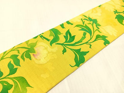 平和屋着物●九寸名古屋帯　紬地　ろうけつ染　更紗唐草文　正絹　逸品　CABH4493vp