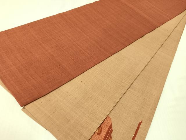 平和屋着物●中国三大刺繍　スワトウ相良刺繍　総刺繍　太鼓柄袋帯　紬地　更紗横段文　正絹　逸品　CABH4494vp
