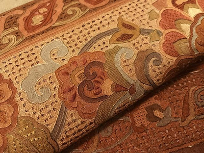 平和屋着物●中国三大刺繍　スワトウ相良刺繍　総刺繍　太鼓柄袋帯　紬地　更紗横段文　正絹　逸品　CABH4494vp
