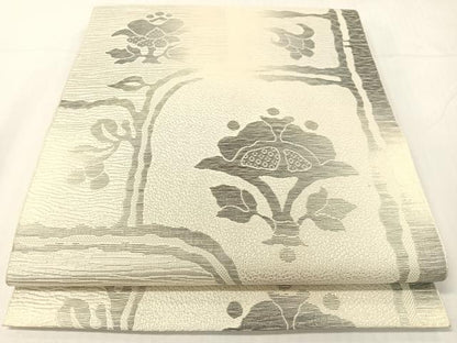 平和屋着物●本場筑前博多織　八寸名古屋帯　更紗吉祥文　正絹　逸品　CABH4497vp