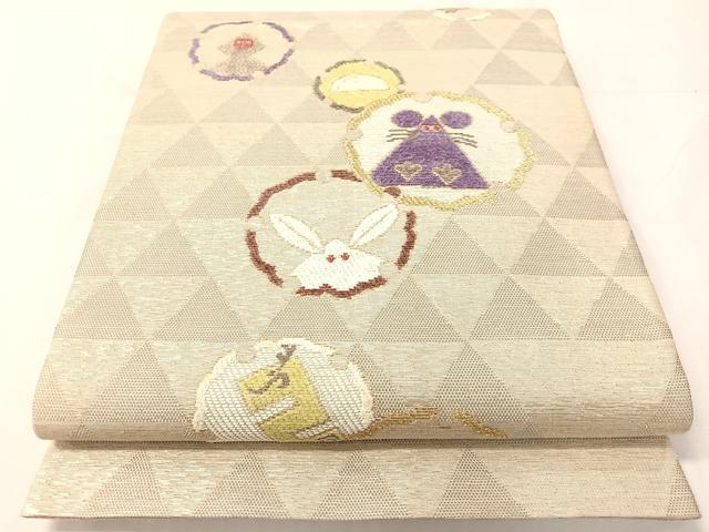 平和屋着物●太鼓柄袋帯　モール　十二単　干支　金銀糸　正絹　逸品　CABH4499vp