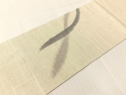 平和屋着物●九寸名古屋帯　手描き　紬地　草花文　正絹　逸品　CABH4501vp