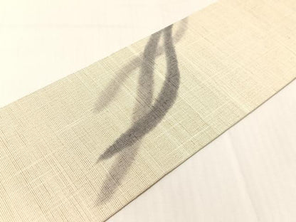 平和屋着物●九寸名古屋帯　手描き　紬地　草花文　正絹　逸品　CABH4501vp