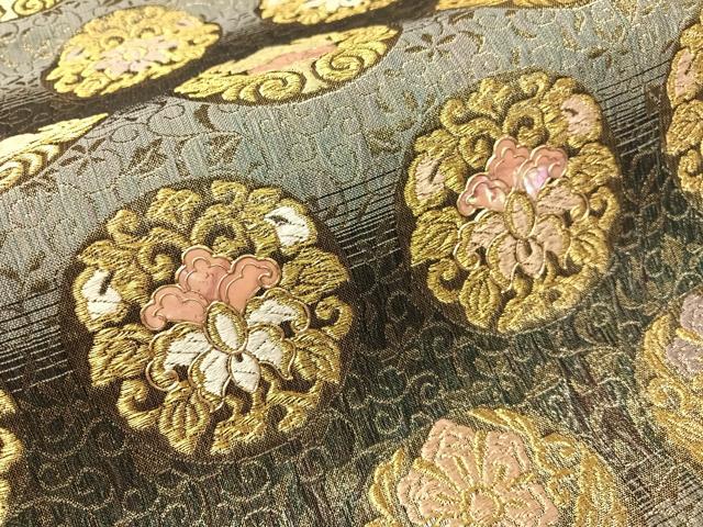 平和屋着物▽螺鈿　袋帯　スリーシーズン　春夏秋　唐織　更紗丸文　金彩　正絹　逸品　CABH4505vp